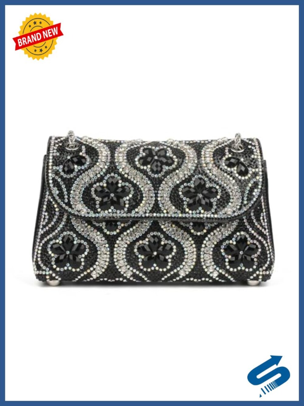 Rhinestone Evening Clutch Shoulder Bag Chain